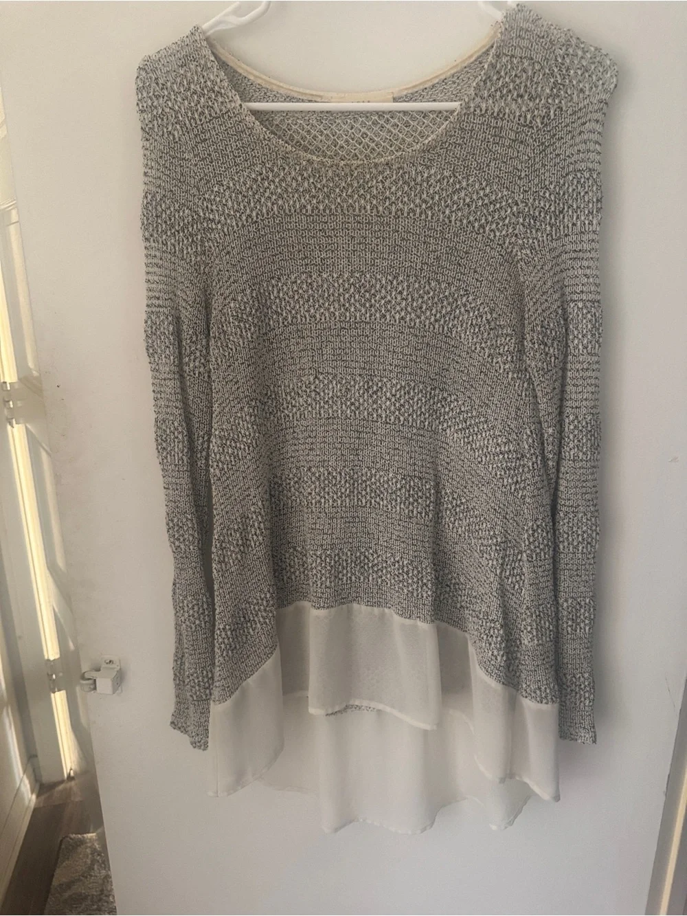 Gray Layered Knit Sweater Top by